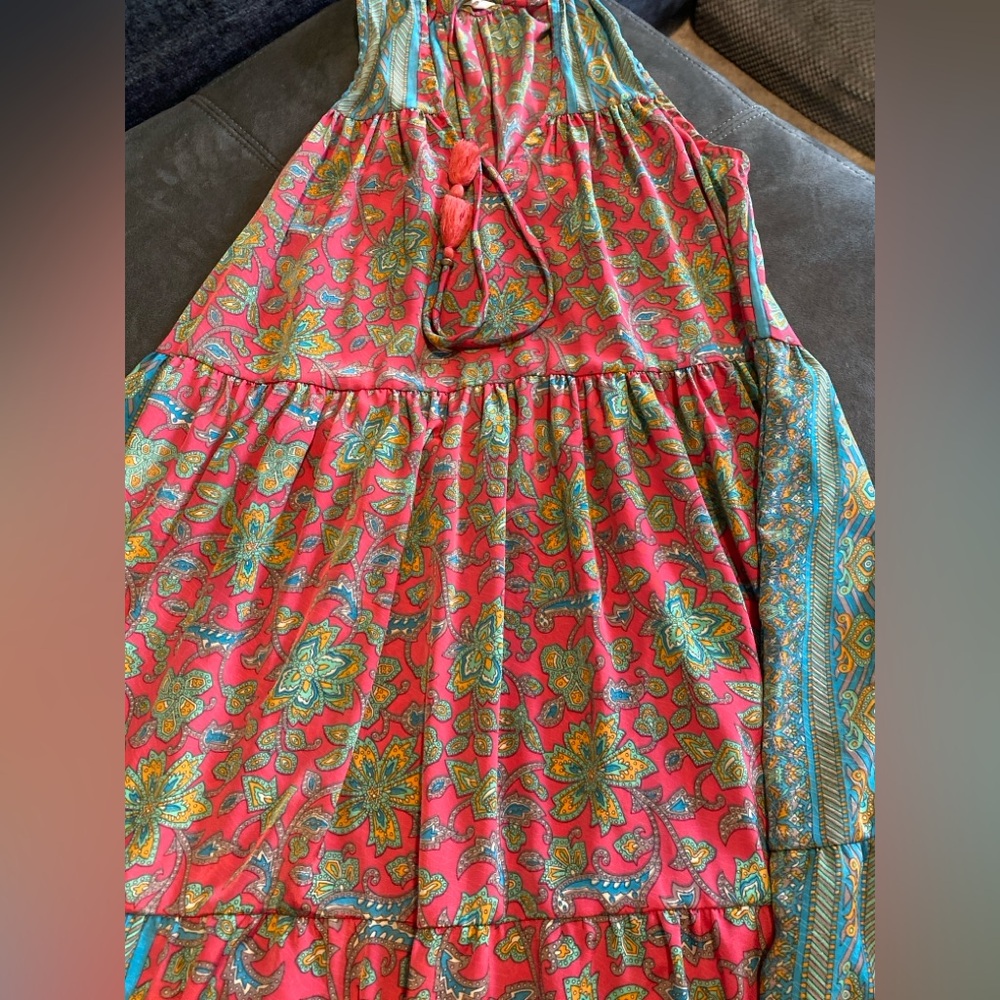 Paani Floral Sleeveless Maxi Dress Multicolor silky Boho small - Picture 7 of 8